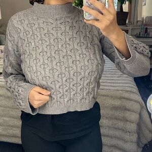 Elegant Gray Cable Knit Turtleneck Sweater by Anthropology size Medium used